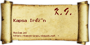 Kapsa Irén névjegykártya